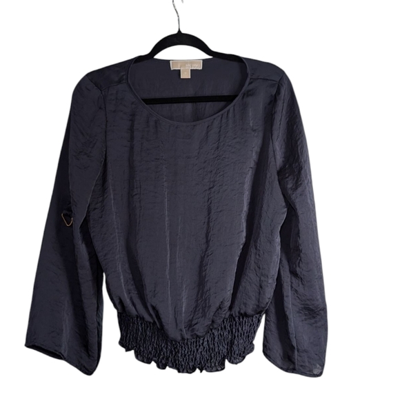 Michael Kors Blue Smocked Blouse with Square Neckline - Picture 3 of 7